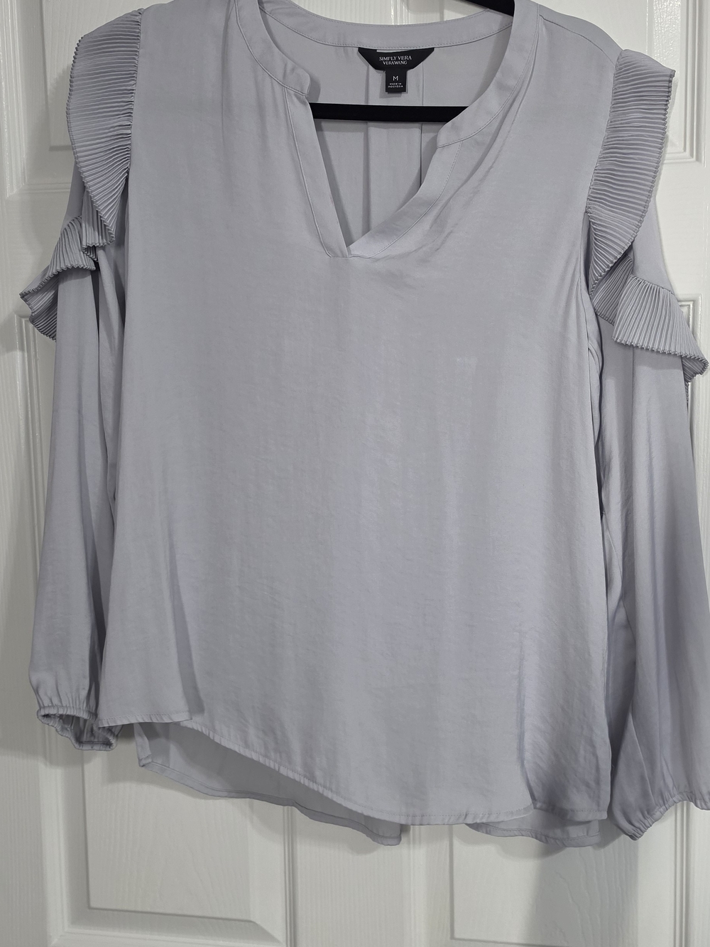 Simply Vera Vera Wang Lavender Cold-Shoulder Ruffle Blouse